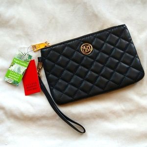 Vegan leather studio badgley mischka black zippered clutch